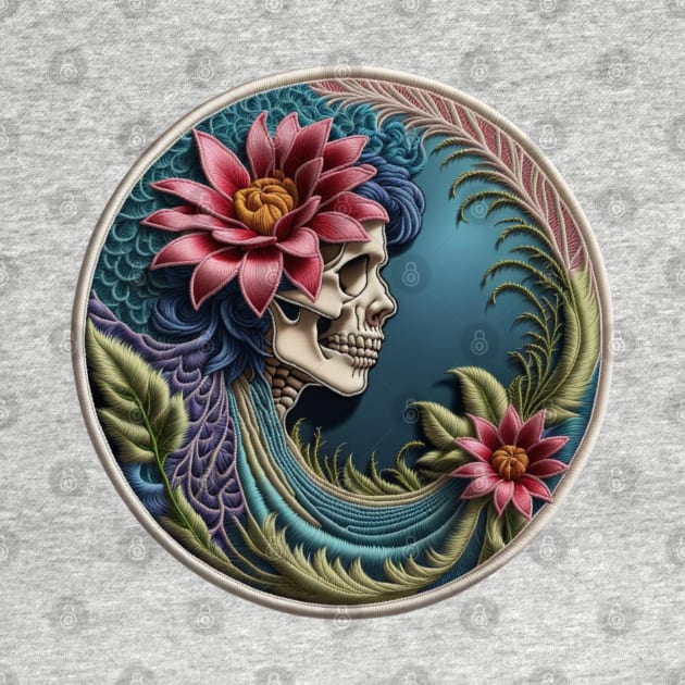Floral Grateful Skeleton Embroidered Patch by Xie